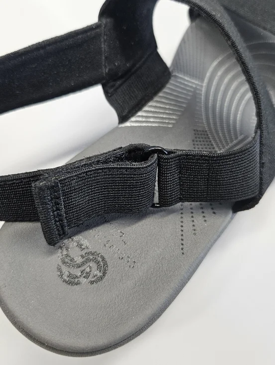 Clarks Sandals Arla Jacory Black Gray Comfort Strap Womens 8 Adjustable Open Toe - Picture 11 of 11